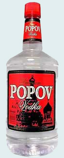 popov vodka in a plastic bottle